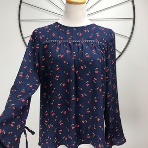 Alice Blue Stitch Fox Boho Peasant Top